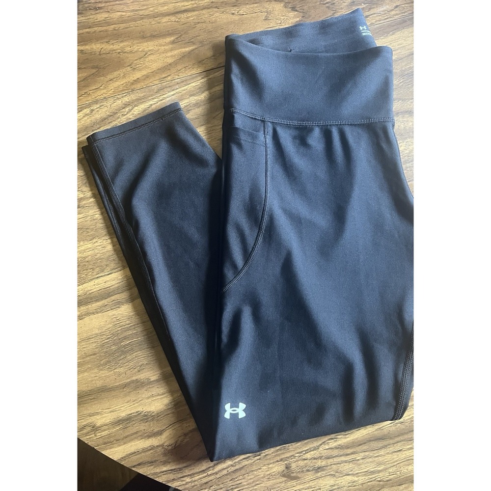 UNDER ARMOUR Womens Compression Black Leggings Size XL Side Pocket Stretch